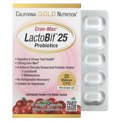 Специальный препарат California Gold Nutrition LactoBif probiotics 25 млрд 60 капсул